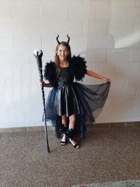 Maleficent fun fashion/ooc, Halloween pageant wear, custom, little girl 10, 10-1